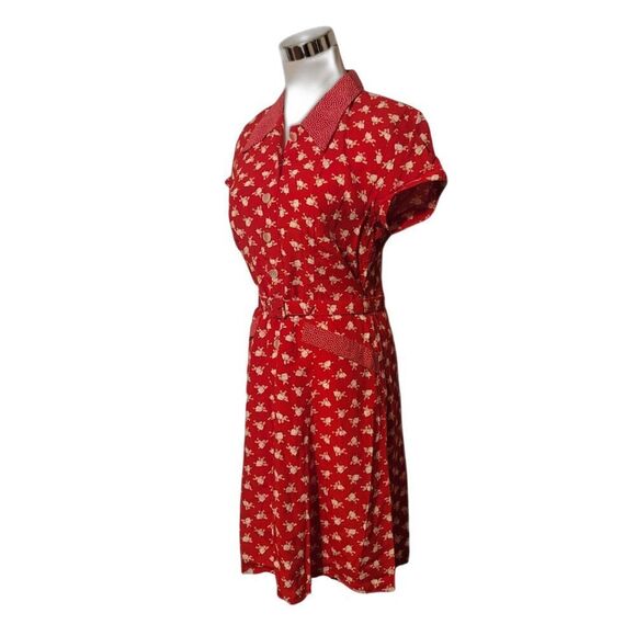 Carol Anderson Vintage Red Collard Dress w/Belt | Size 4 - Picture 2 of 9